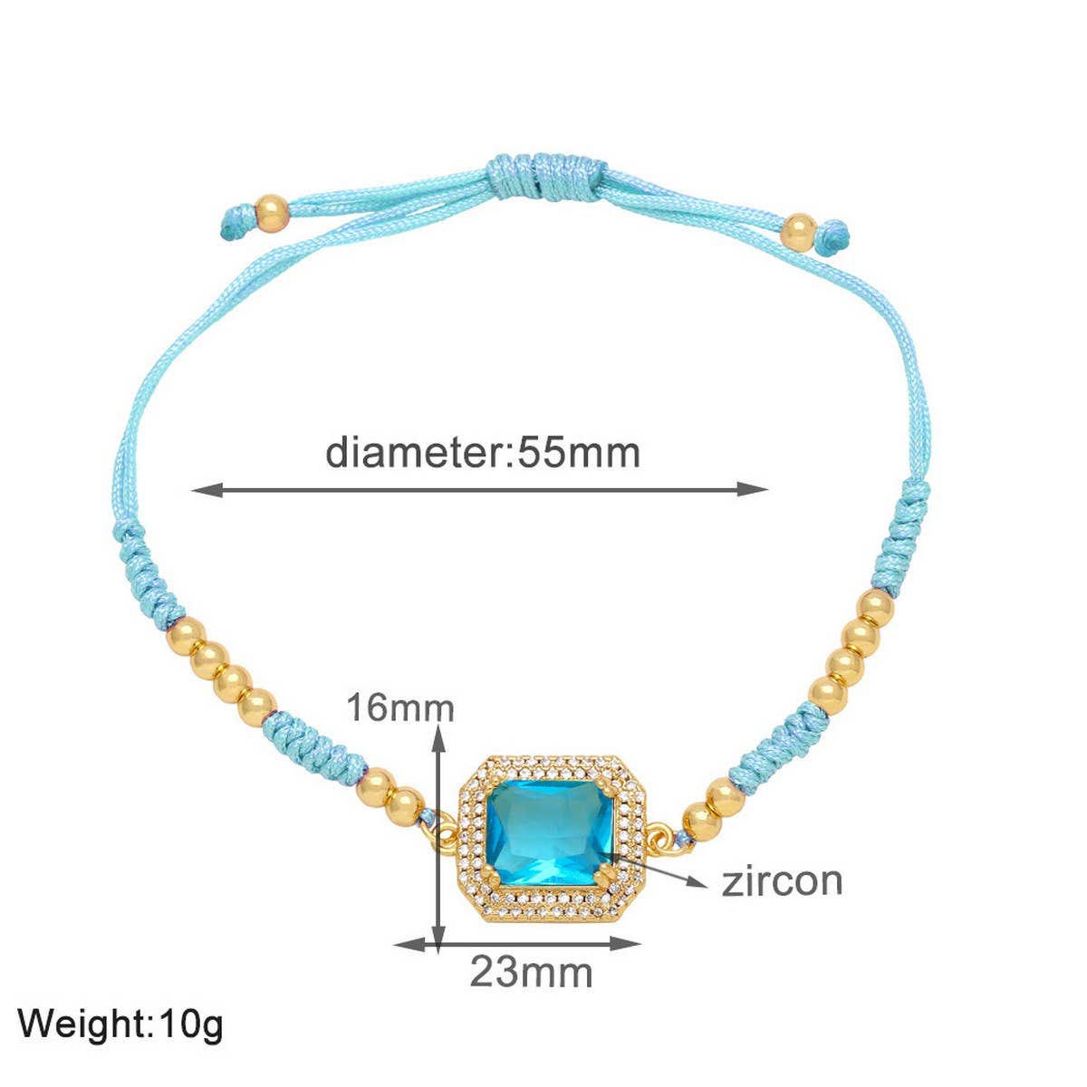 BOHEMIAN COLORED ZIRCON GEOMETRIC SQUARE BRACELET_CWAJE1041