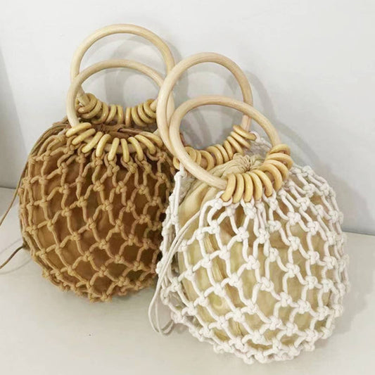 WOMEN  ROUND STRAW BAG RATTAN BEACH HANDBAG_CWAB0826