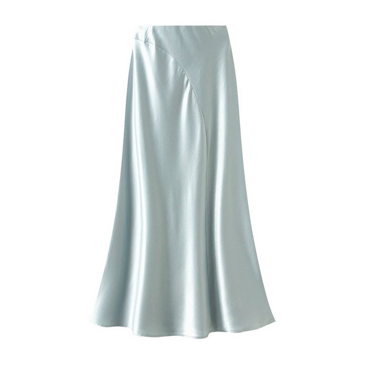 Asymmetrical Satin Fishtail Slimming Midi Skirt_CWBMS0353