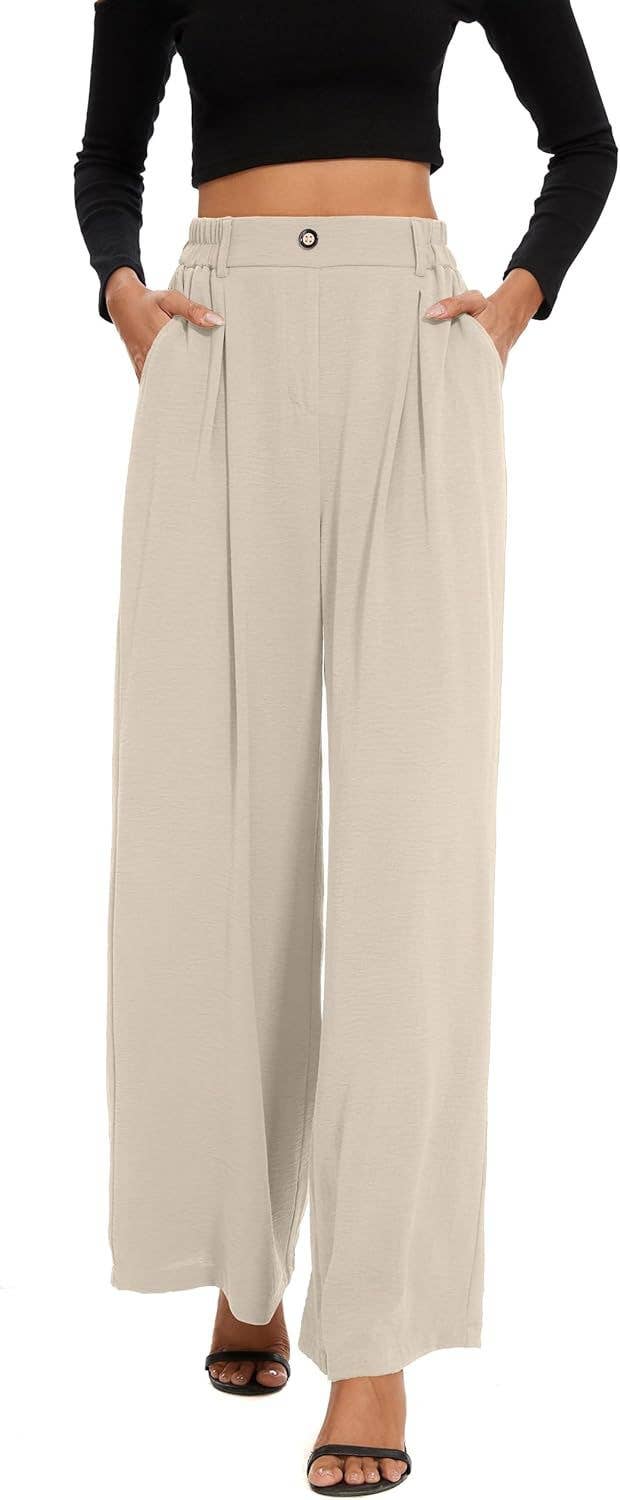 Tight high-waisted straight-leg wide-leg pants