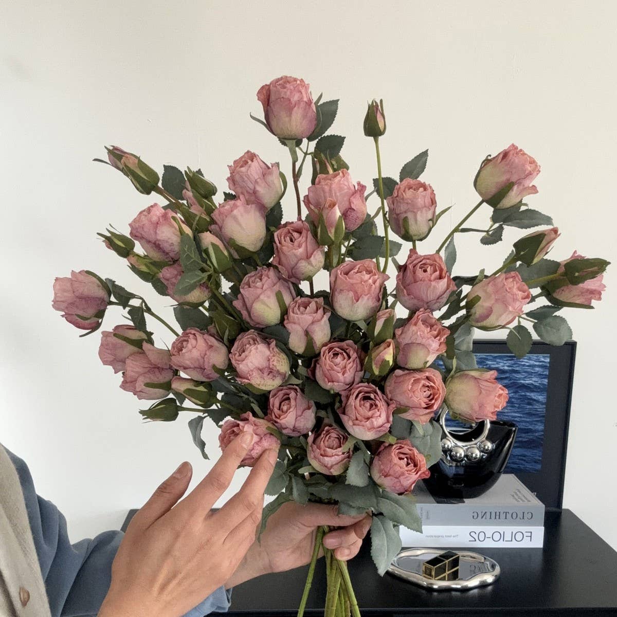 Burnt Edge Lola Rose Artificial Flower Prop_CWMM6569