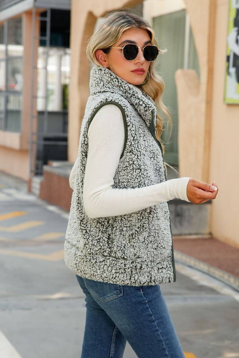 WOMEN ROUND NECK BLISTER VELVET LONG SLEEVE VEST_CWOV0089