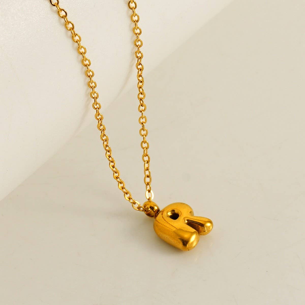 CWAJE1939_Mini Simple Bubble Letter Necklace,Gold