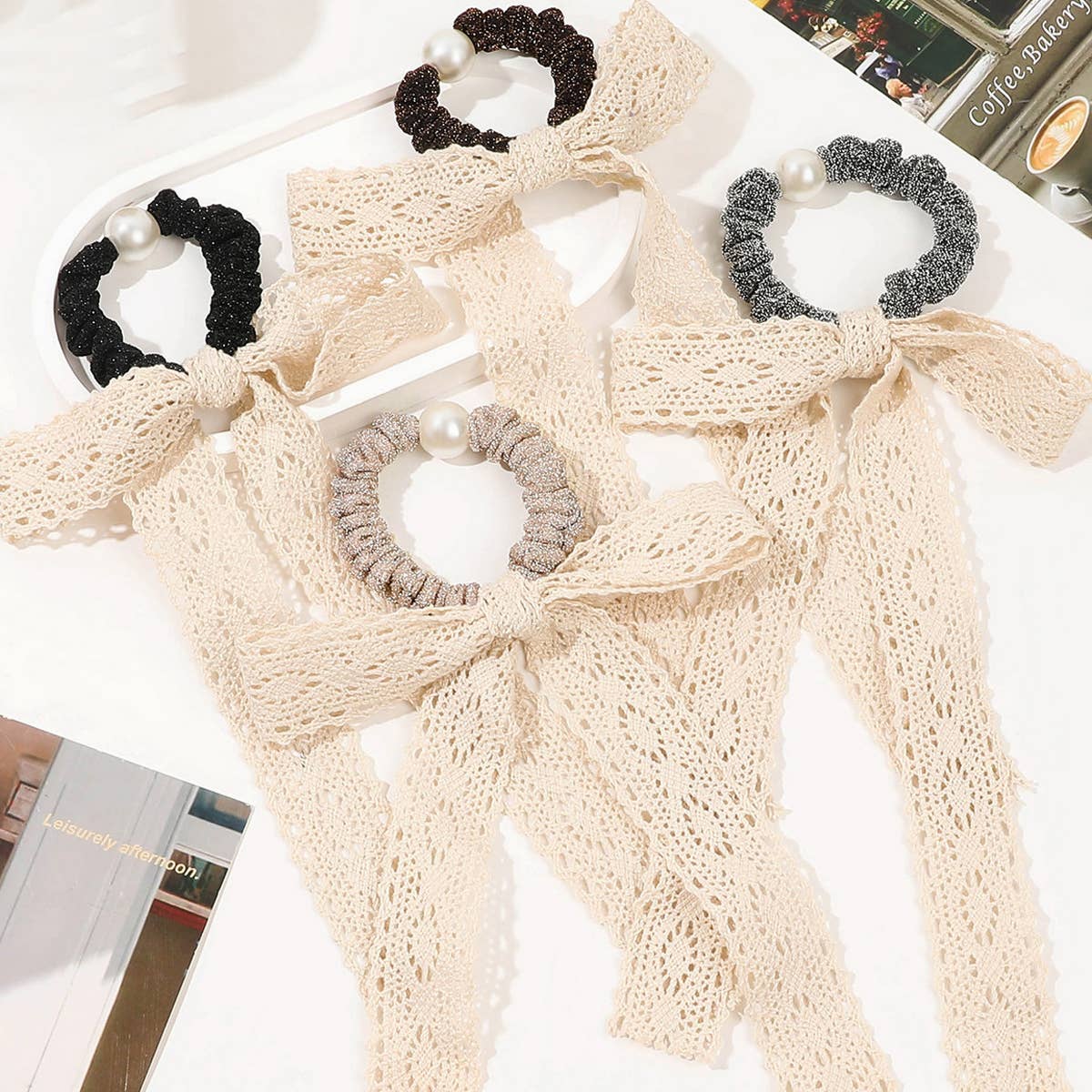 BOW HAIR BAND LACE RIBBON HAIR ROPE_CWAHA1648