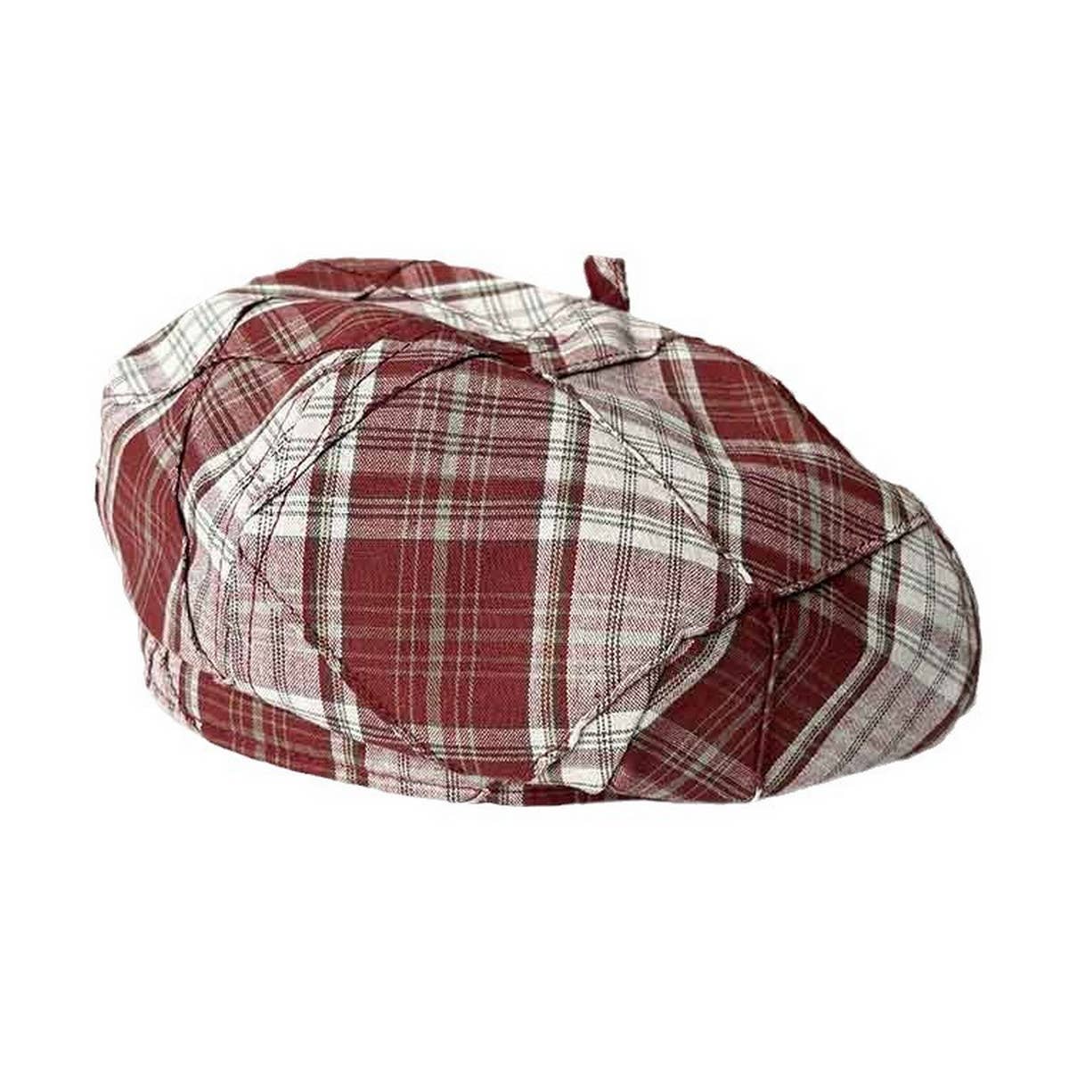 CONTRAST COLOR SIMPLE CHECK BERET_CWAB2906
