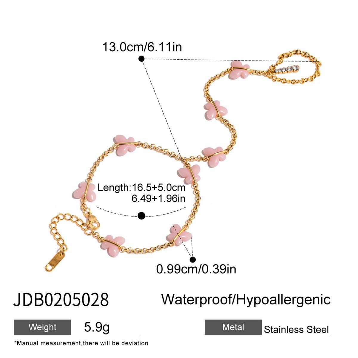 18K Gold Beach Bracelet & Ring, No Fade Steel_CWAJE4665
