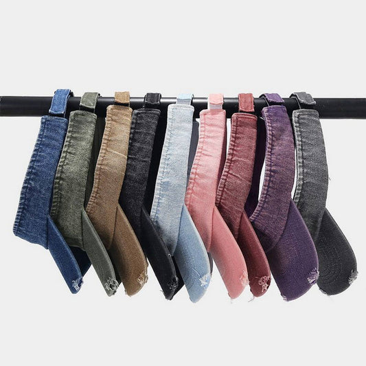 CWAH3175_OUTDOOR RIPPED DENIM TOPLESS SUN VISOR