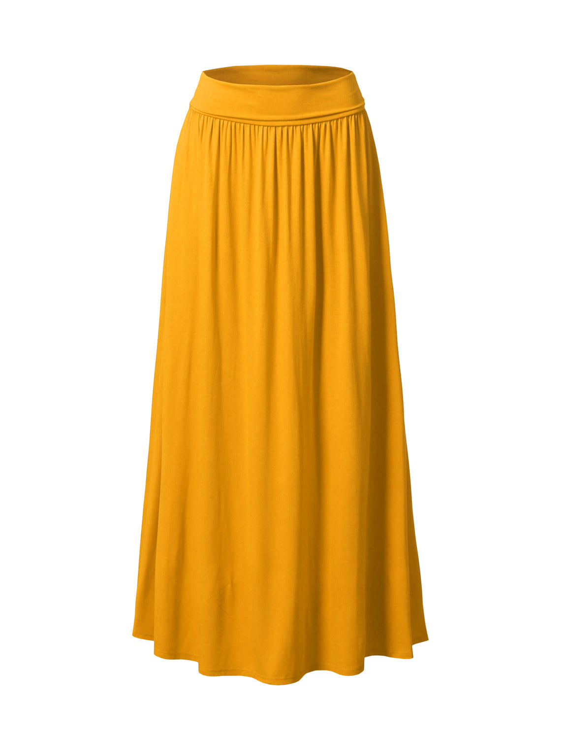 WOMEN'S HIGH WAIST ELASTIC CLOSURE GATHER MAXI SKIRT