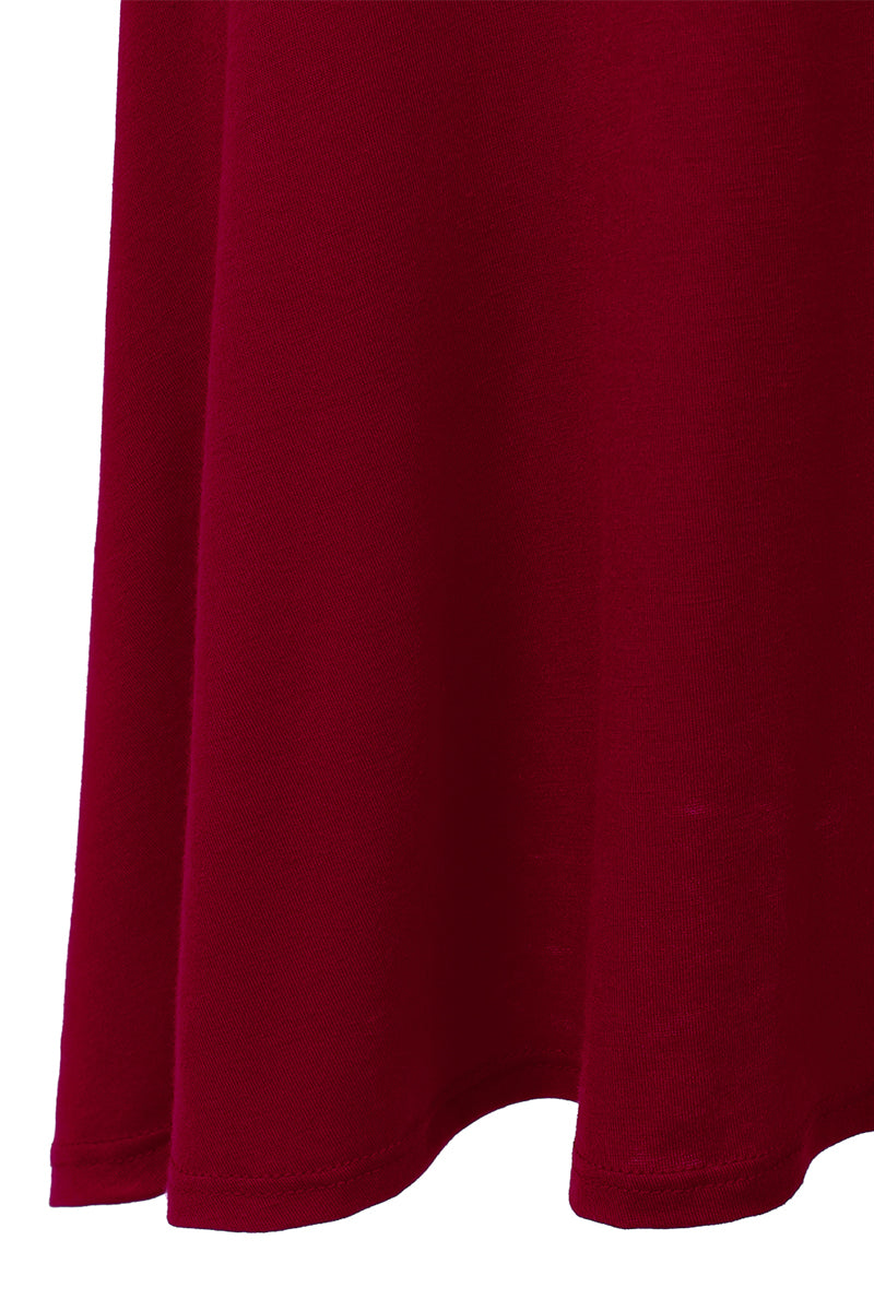 WOMEN'S BASIC ELASTIC WAIST BAND FLARED MIDI SKIRT