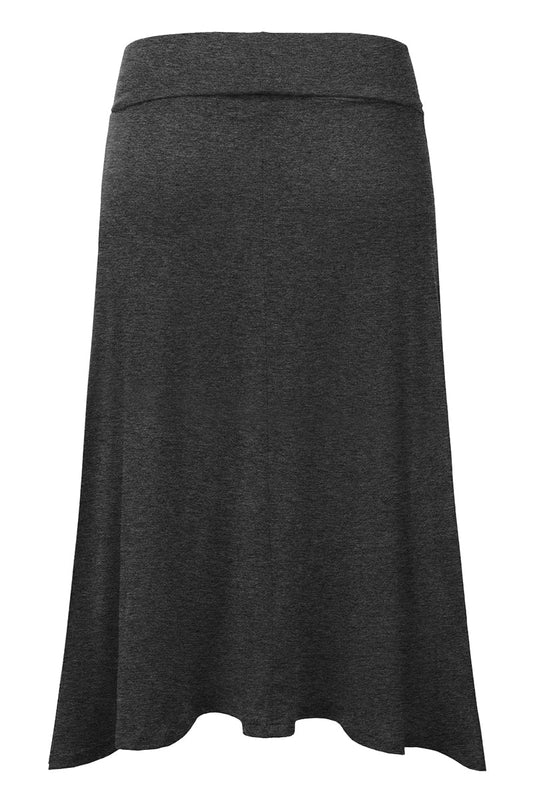 WOMEN'S BASIC ELASTIC WAIST BAND FLARED MIDI SKIRT