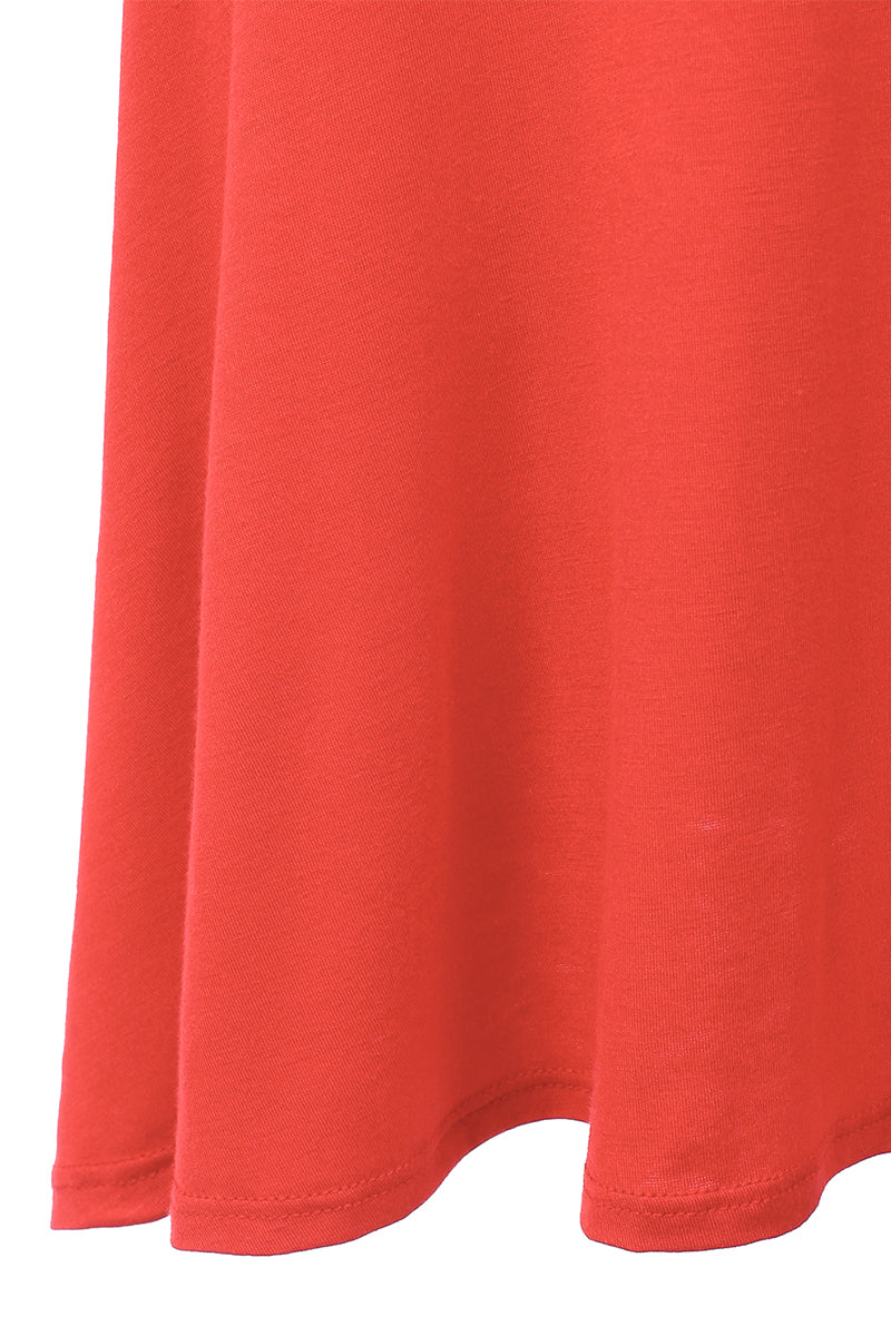 WOMEN'S BASIC ELASTIC WAIST BAND FLARED MIDI SKIRT