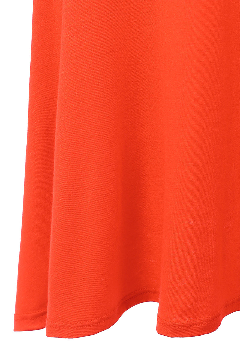 WOMEN'S BASIC ELASTIC WAIST BAND FLARED MIDI SKIRT