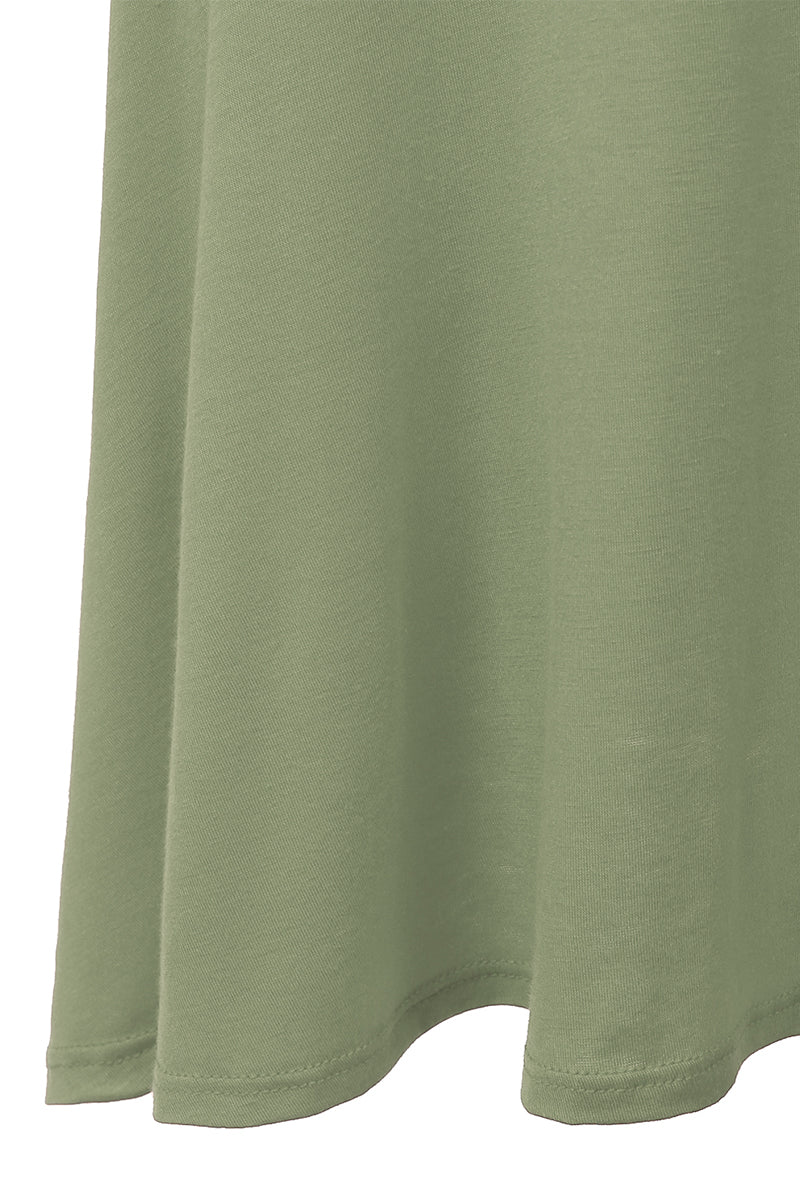 WOMEN'S BASIC ELASTIC WAIST BAND FLARED MIDI SKIRT