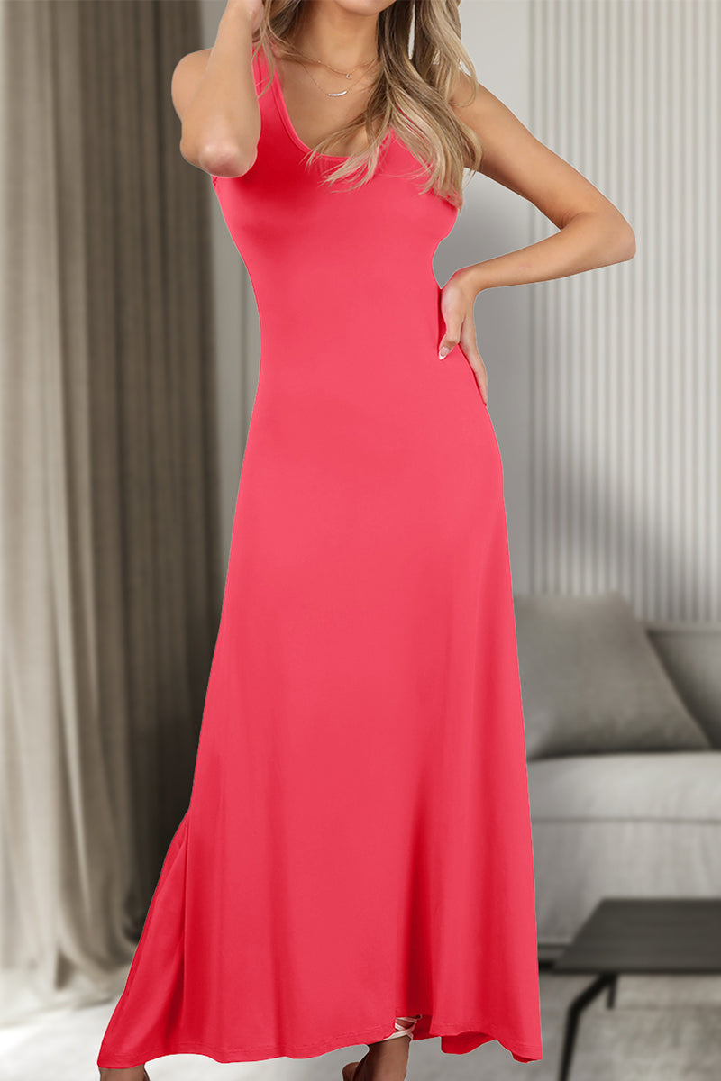 WOMEN'S SLEEVELESS SCOOP NECK RACERBACK TANK MAXI DRESS