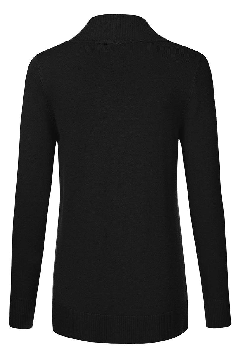 WOMEN'S OPEN FRONT KNIT LONG SLEEVE POCKETS SWEATER CARDIGAN