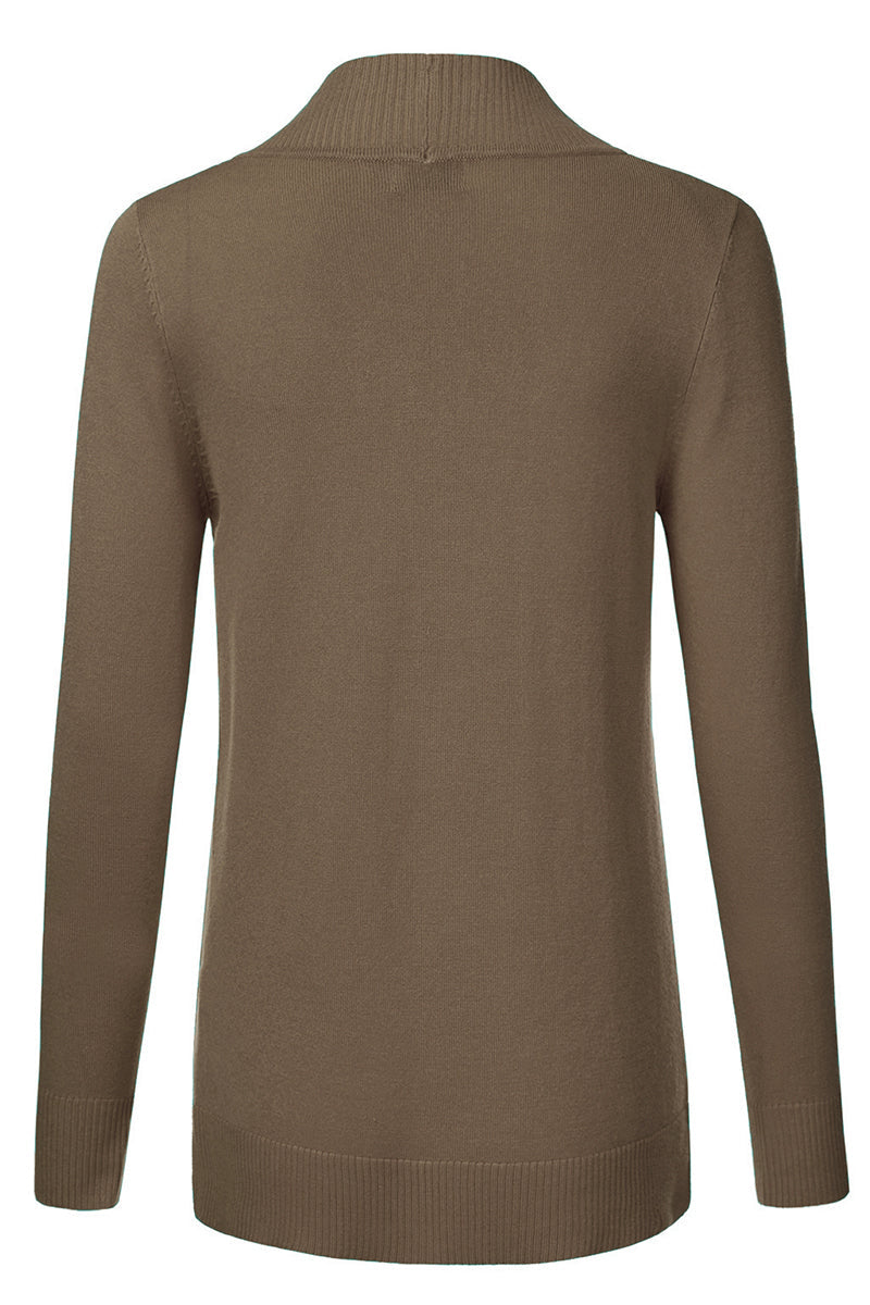 WOMEN'S OPEN FRONT KNIT LONG SLEEVE POCKETS SWEATER CARDIGAN