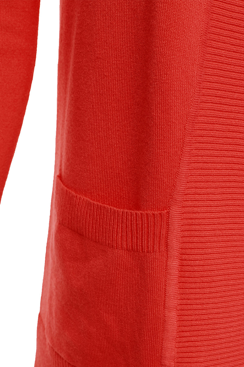 WOMEN'S OPEN FRONT KNIT LONG SLEEVE POCKETS SWEATER CARDIGAN