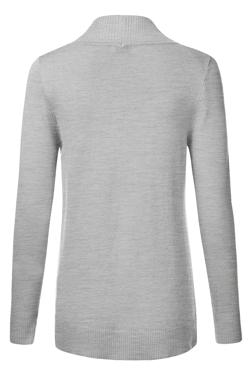 WOMEN'S OPEN FRONT KNIT LONG SLEEVE POCKETS SWEATER CARDIGAN