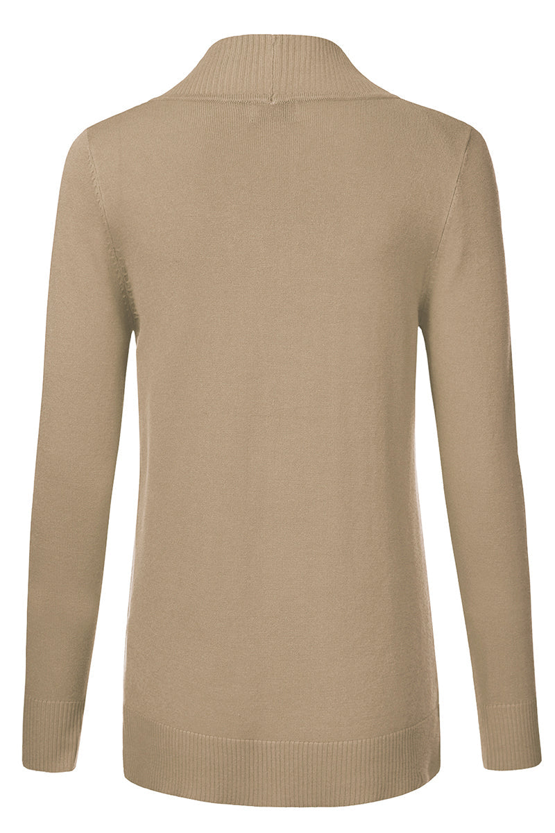 WOMEN'S OPEN FRONT KNIT LONG SLEEVE POCKETS SWEATER CARDIGAN