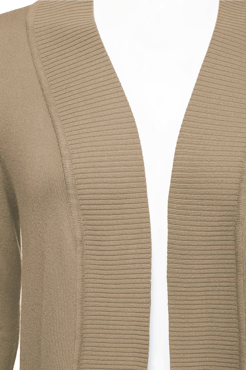 WOMEN'S OPEN FRONT KNIT LONG SLEEVE POCKETS SWEATER CARDIGAN