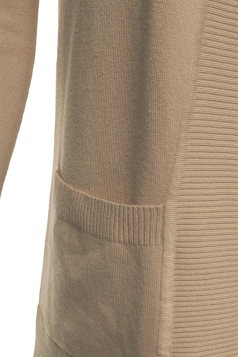 WOMEN'S OPEN FRONT KNIT LONG SLEEVE POCKETS SWEATER CARDIGAN