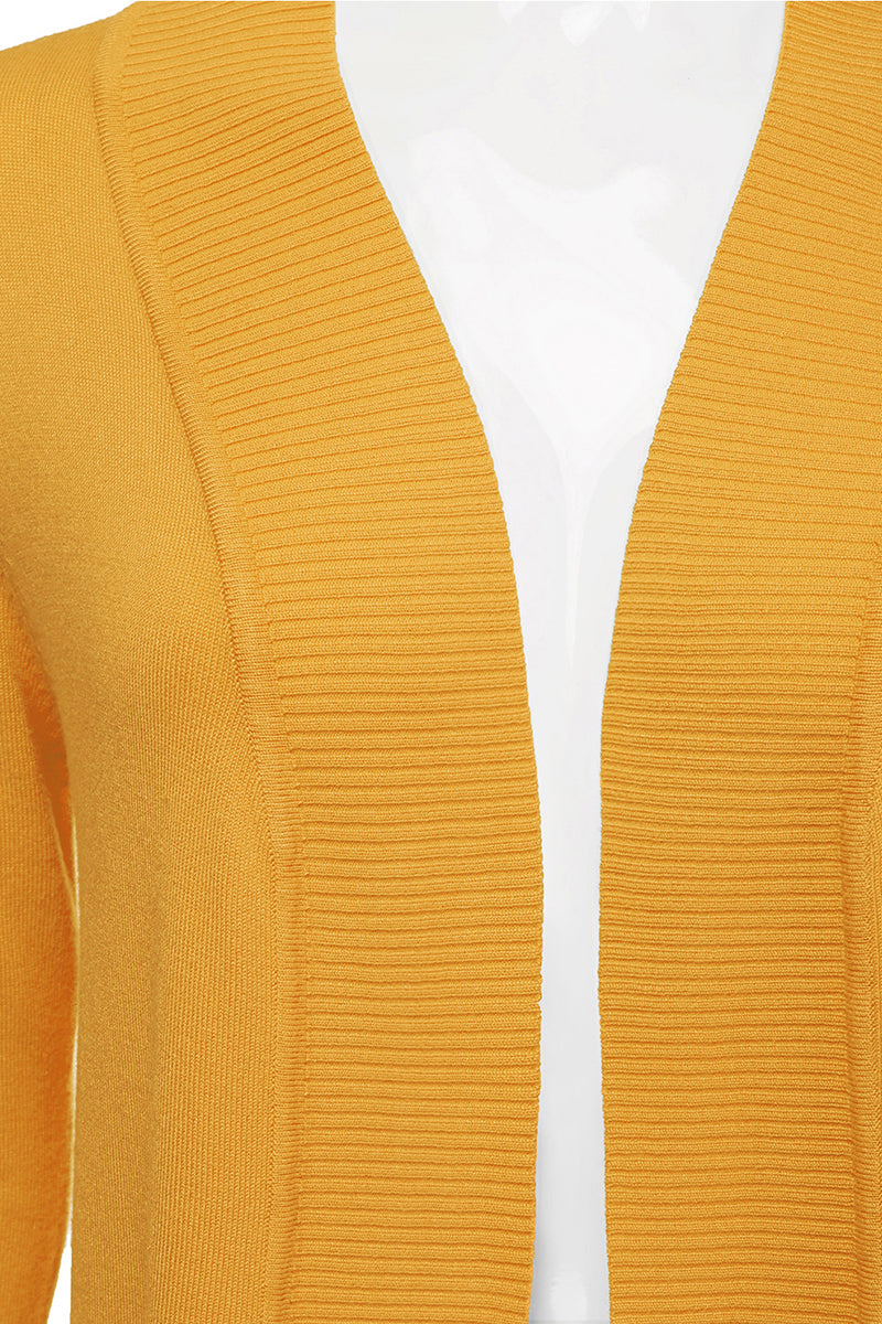 WOMEN'S OPEN FRONT KNIT LONG SLEEVE POCKETS SWEATER CARDIGAN