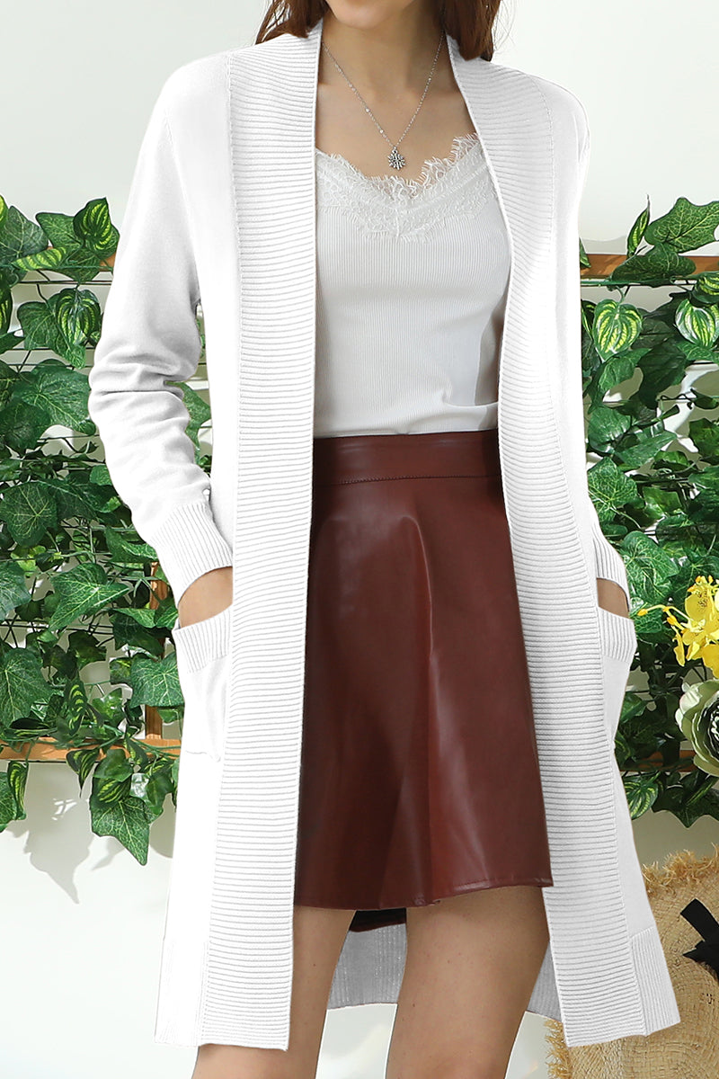 WOMENS LIGHT WEIGHT LONG SLEEVE OPEN FRONT LONG CARDIGAN