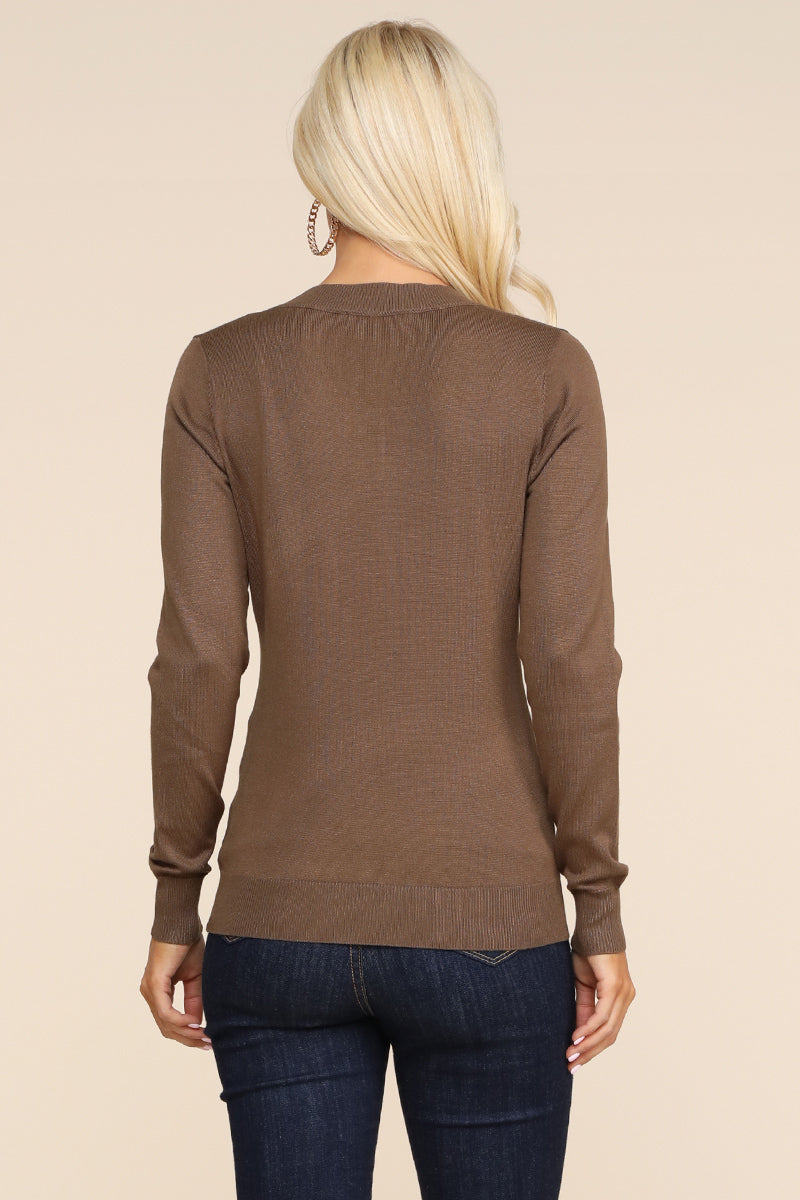 WOMEN'S SIMPLE V-NECK PULLOVER SOFT KNIT SWEATER