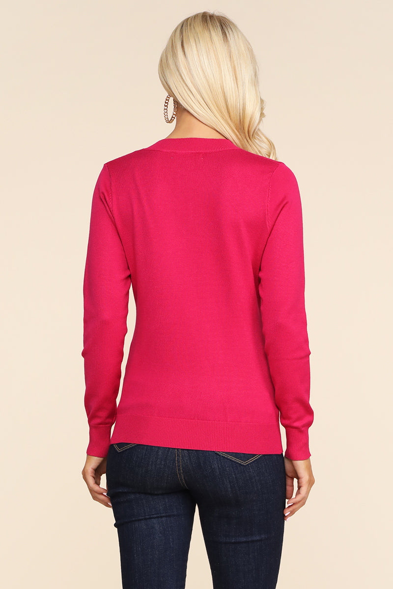 WOMEN'S SIMPLE V-NECK PULLOVER SOFT KNIT SWEATER