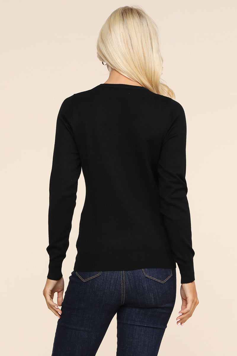 LONG SLEEVE CREW NECK PULLOVER SWEATER