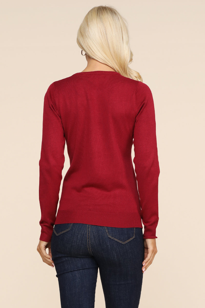 LONG SLEEVE CREW NECK PULLOVER SWEATER