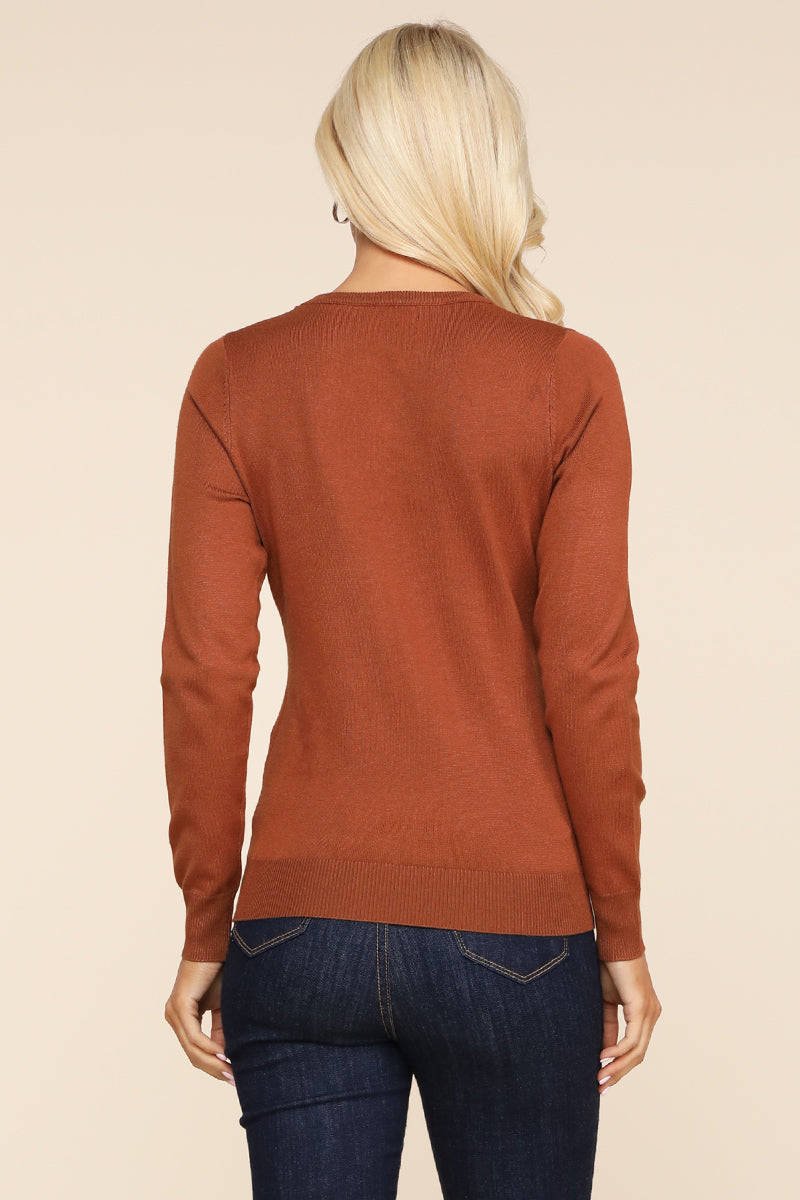 LONG SLEEVE CREW NECK PULLOVER SWEATER