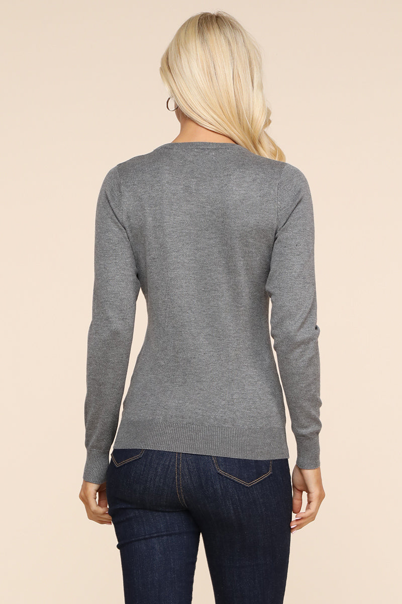 LONG SLEEVE CREW NECK PULLOVER SWEATER