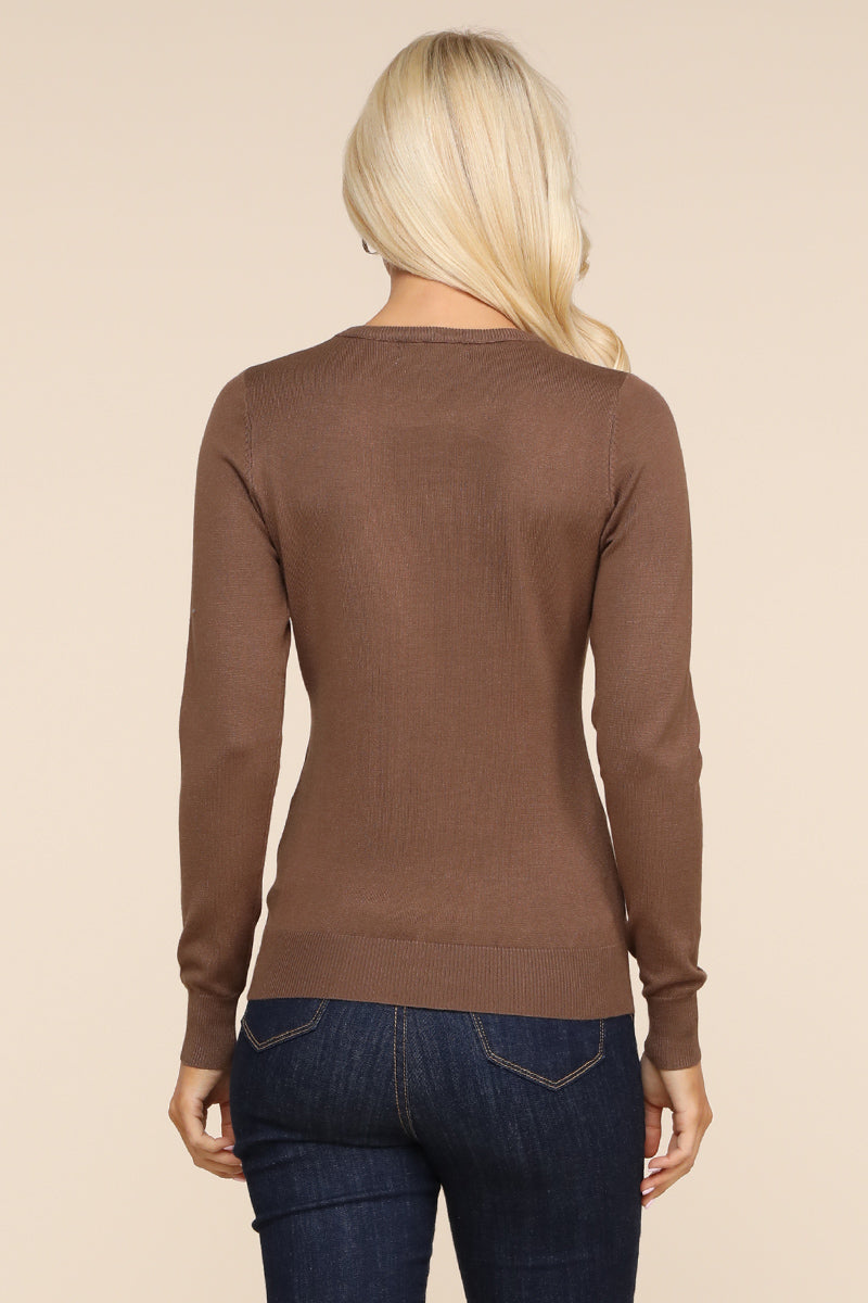 LONG SLEEVE CREW NECK PULLOVER SWEATER