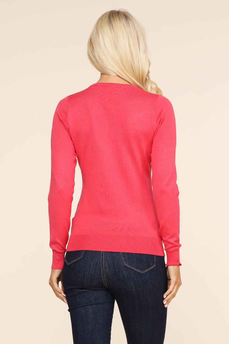 LONG SLEEVE CREW NECK PULLOVER SWEATER