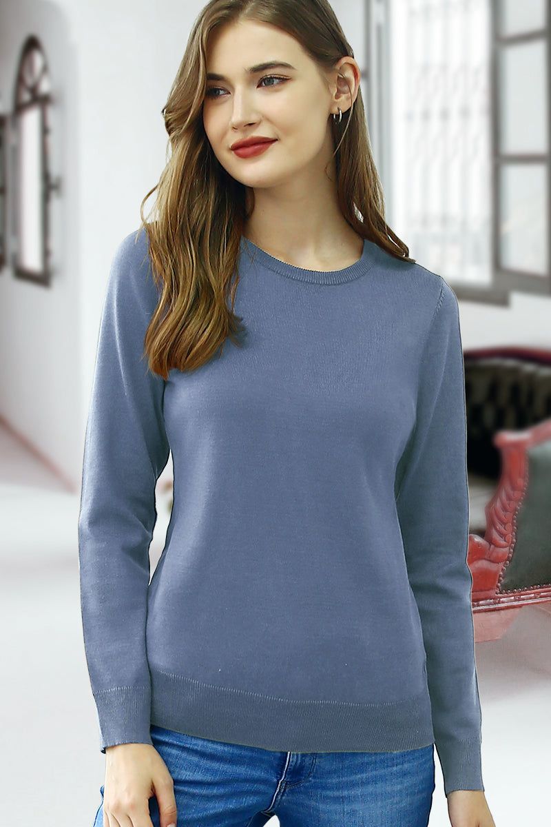 LONG SLEEVE CREW NECK PULLOVER SWEATER