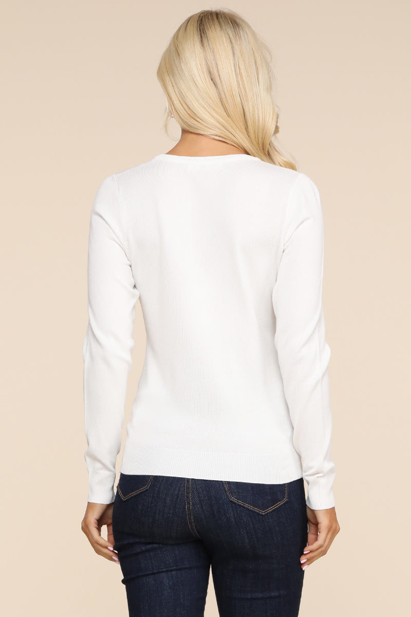 LONG SLEEVE CREW NECK PULLOVER SWEATER