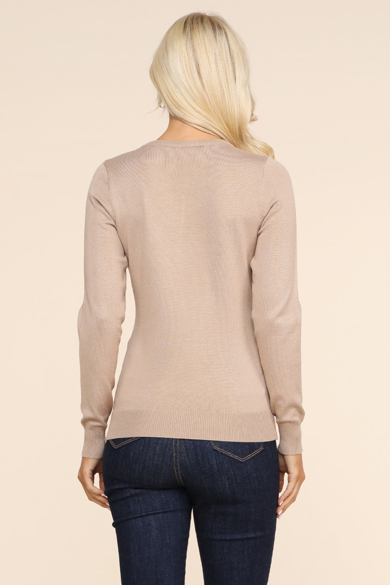 LONG SLEEVE CREW NECK PULLOVER SWEATER