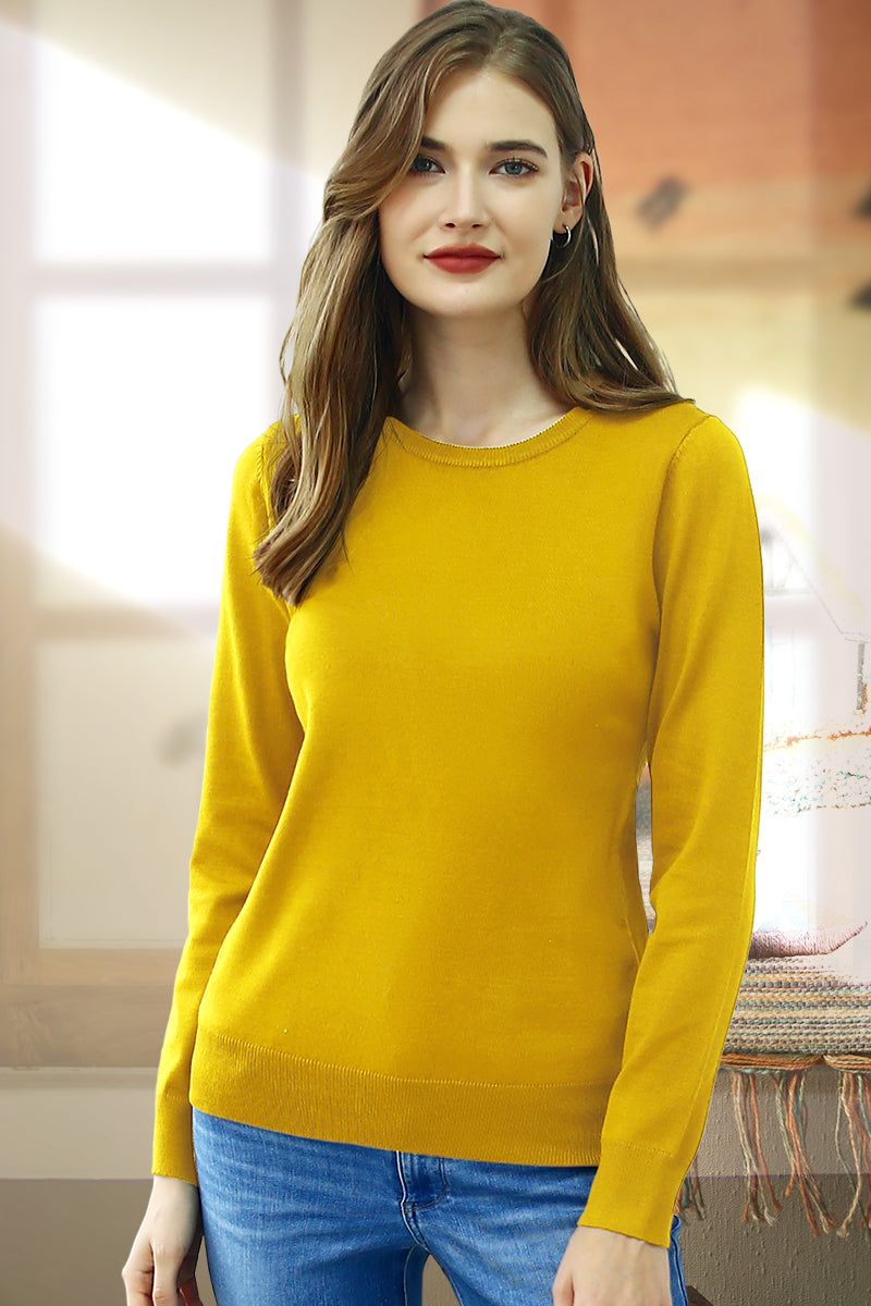 LONG SLEEVE CREW NECK PULLOVER SWEATER