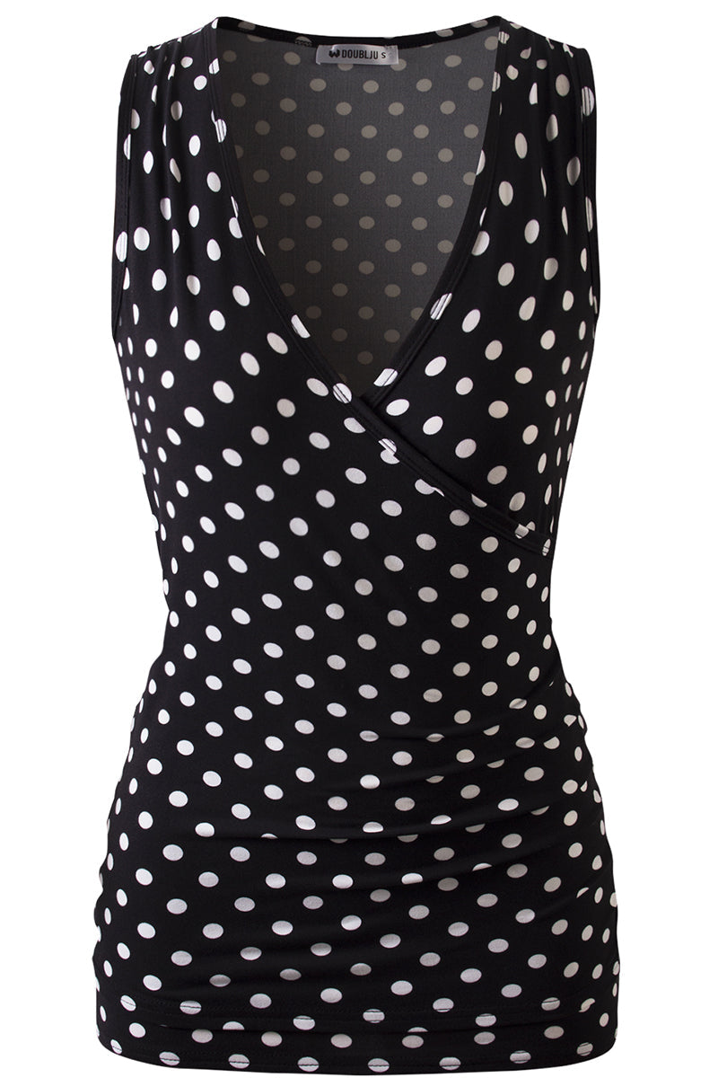 WOMENS SLEEVELESS TANK TOPS DEEP V-NECK SURPLICE WRAP WITH PLUS SIZE