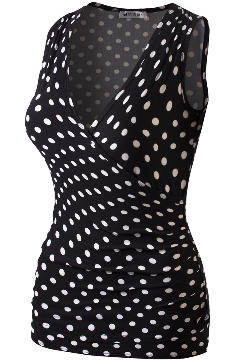 WOMENS SLEEVELESS TANK TOPS DEEP V-NECK SURPLICE WRAP WITH PLUS SIZE