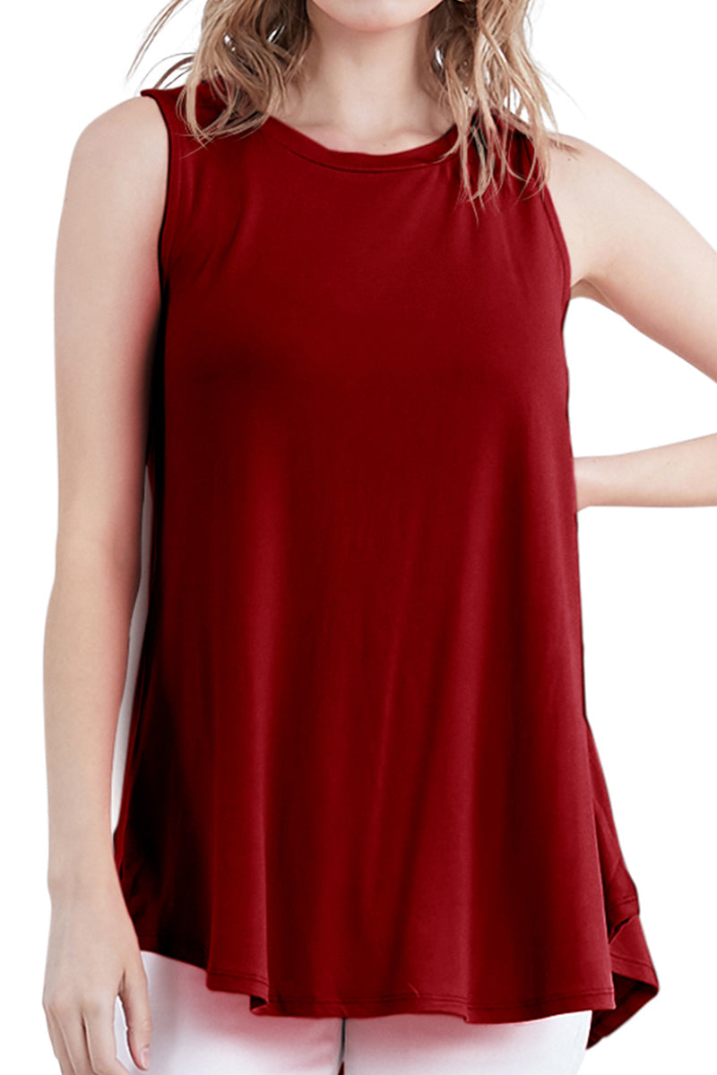 ROUND NECK SLEEVELESS TUNIC TANK TOPS