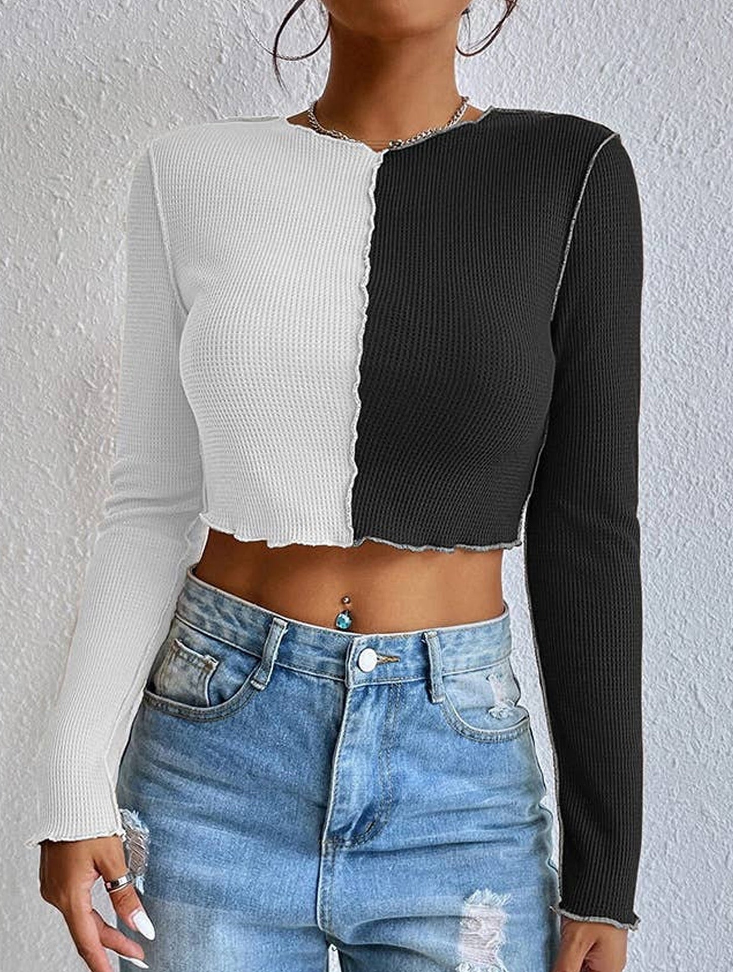 COLOR CONTRAST STITCHING STITCHING CAR TOP_CWTBLL0856