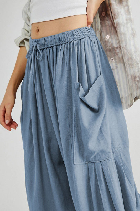 WOMEN LOOSE FIT ELASTIC WAIST COZY CAPRANTS