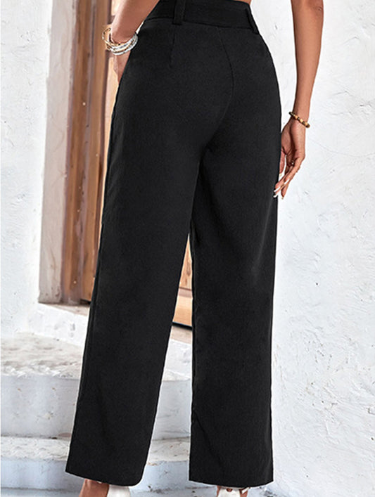 Black casual cropped trousers