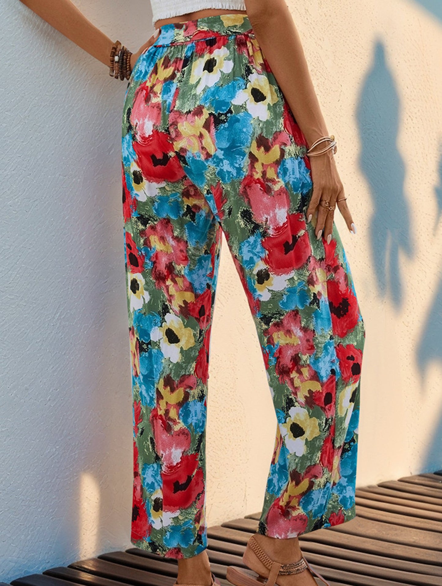 High-waisted casual vacation wide-leg pants