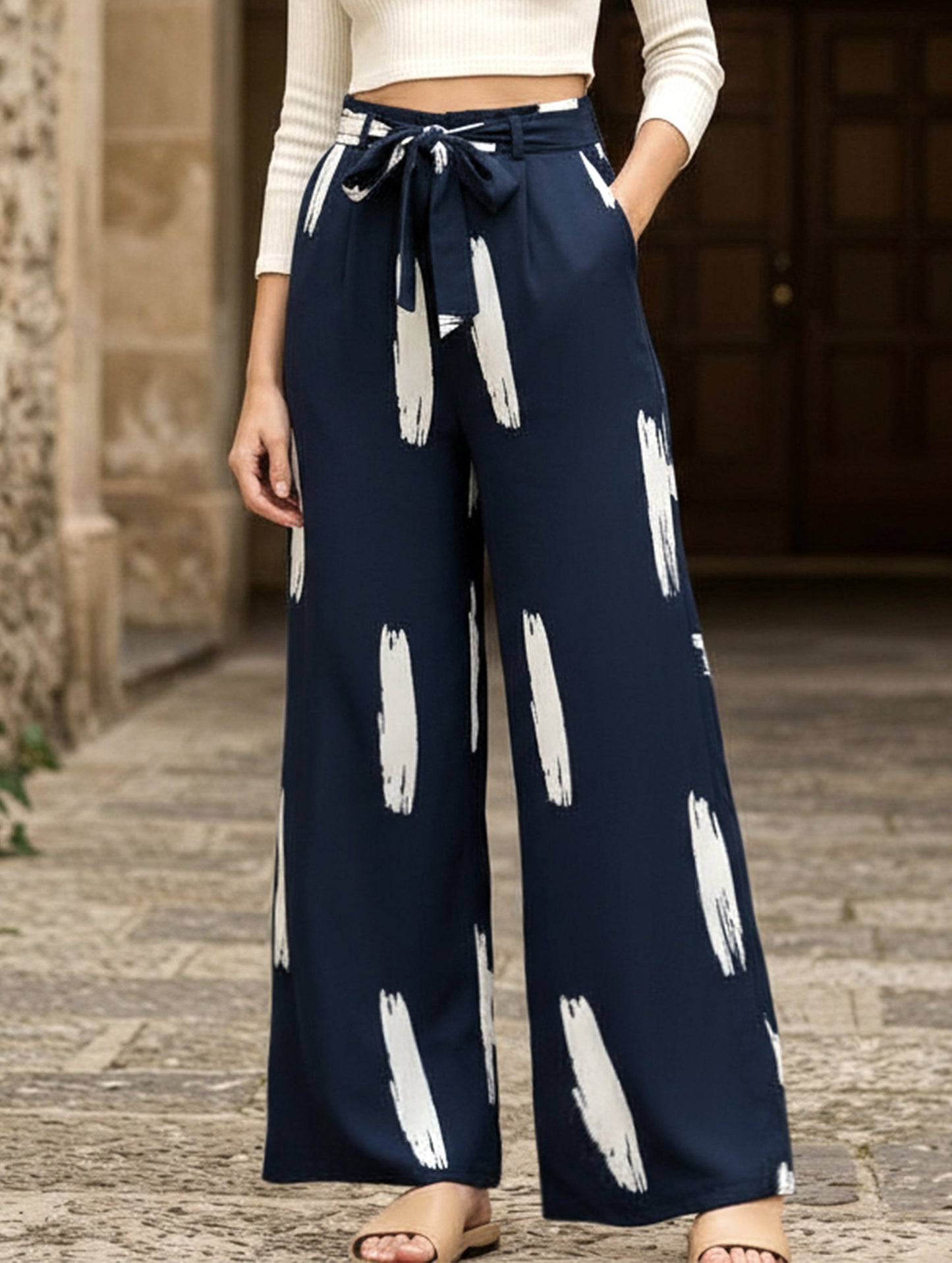 Personalized loose wide-leg pants