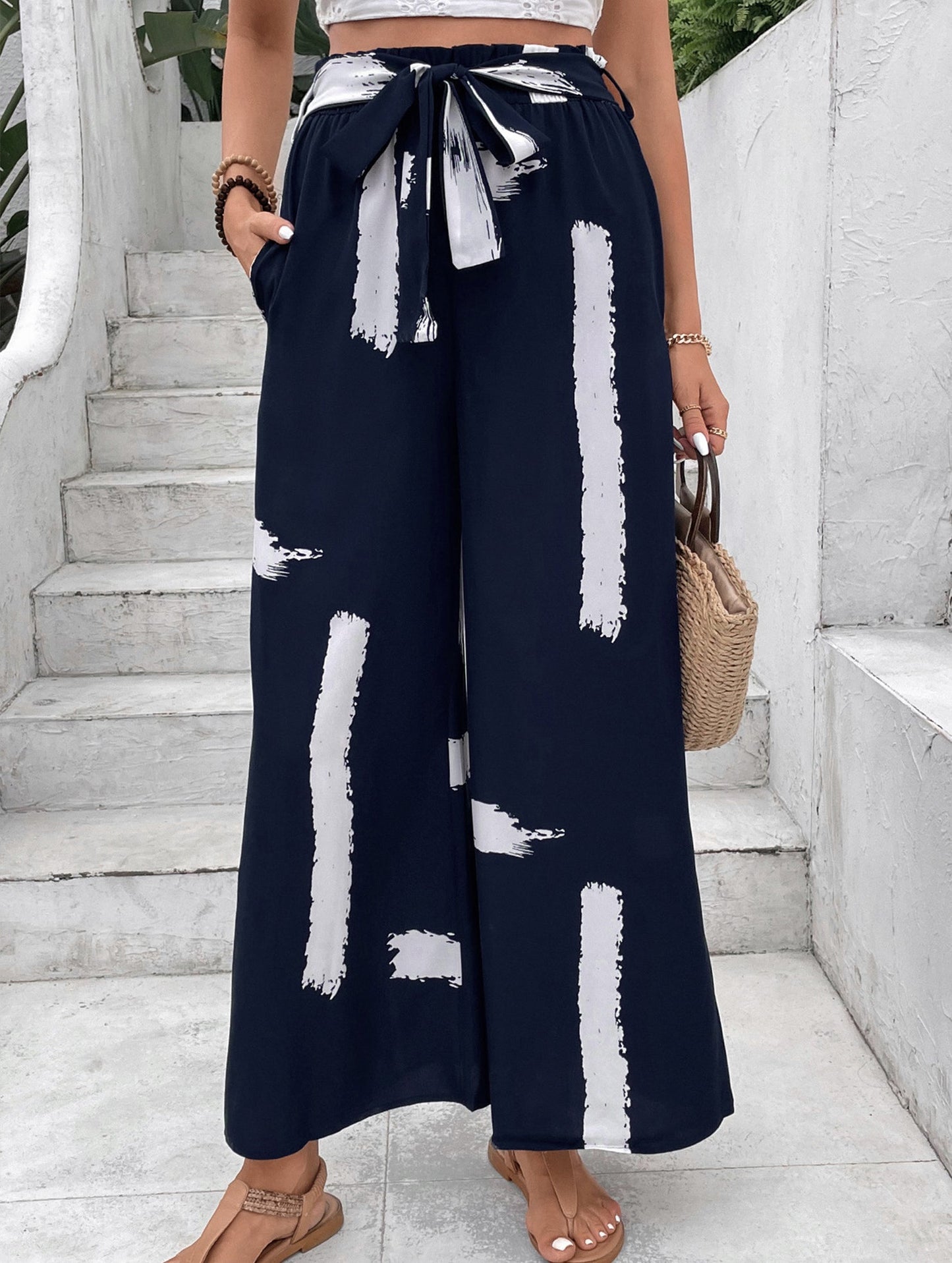 Personalized loose wide-leg pants