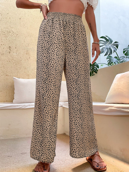 Fashionable casual wide-leg cropped trousers