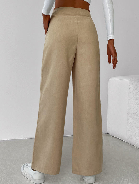 Simple high-waist solid color wide-leg pants